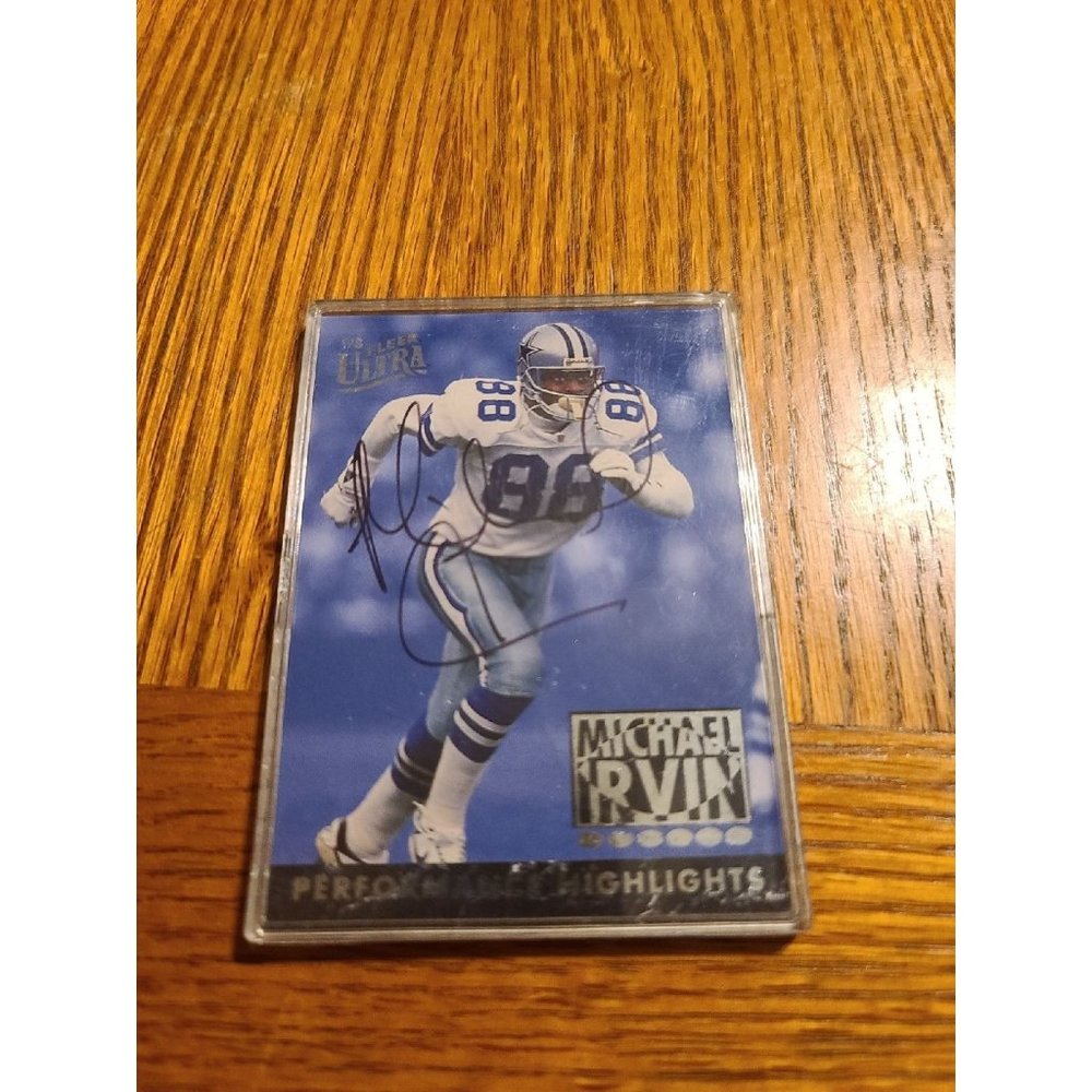 Michael Irvin signed 93 fleer ultra performance highlights